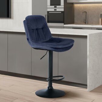 Barkruk Leural Fluweel zwart, Blauw