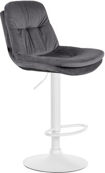 Barkruk Leural fluweel wit, Grijs