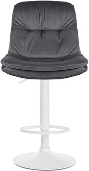 Barkruk Leural fluweel wit, Grijs