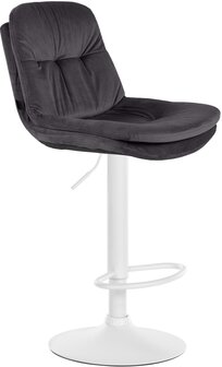 Barkruk Leural Fluweel wit, Zwart