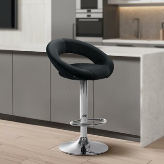 Barkruk Alindo Fluweel chroom, Zwart