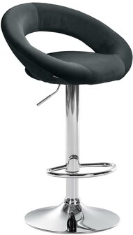 Barkruk Alindo Fluweel chroom, Zwart
