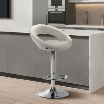 Barkruk Alindo Fluweel chroom, Creme