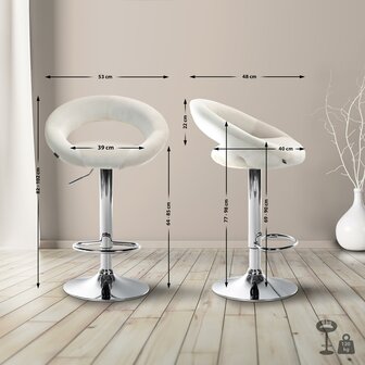 Barkruk Alindo Fluweel chroom, Creme