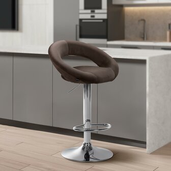 Barkruk Alindo Fluweel chroom, Bruin