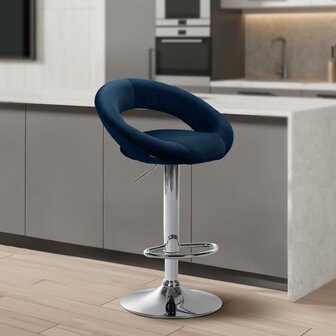 Barkruk Alindo Fluweel chroom, Blauw