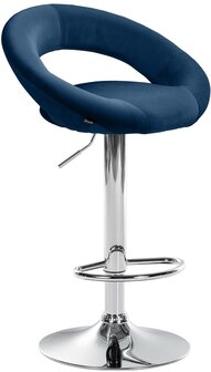 Barkruk Alindo Fluweel chroom, Blauw