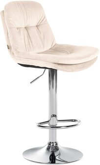 Barkruk Leural Fluweel chroom, Creme