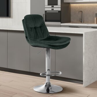 Barkruk Leural Fluweel chroom, Groen