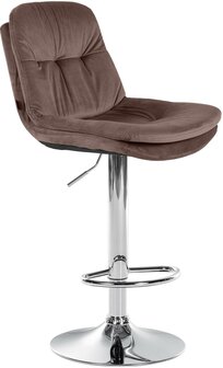 Barkruk Laurier Fluweel chroom, Bruin