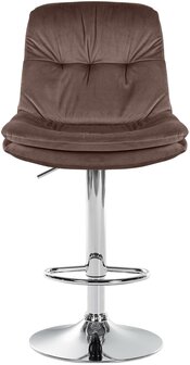 Barkruk Laurier Fluweel chroom, Bruin