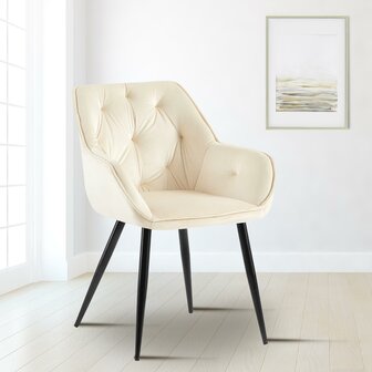 Bezoekersstoel Cissas Fluweel, Creme