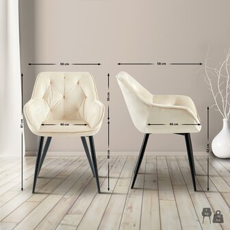 Bezoekersstoel Cissas Fluweel, Creme