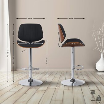 Barkruk Clowsan Stof chroom, Zwart