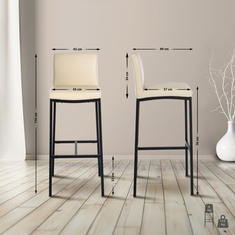 Barstoel Froepert Kunstleer B, Creme