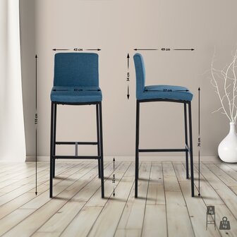 Barstoel Froepert Stof B, Blauw