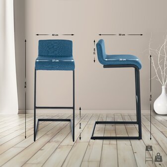Barkruk Nowpert Stof Blauww
