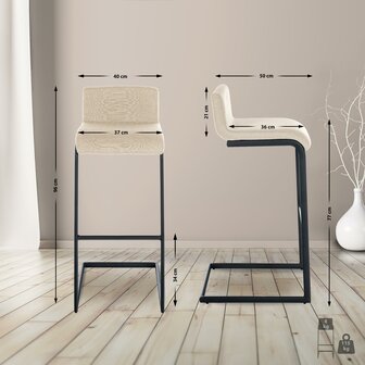 Barkruk Nowpert Stof B, Creme