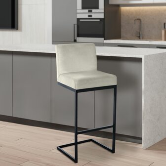 Barstoel Hepewoll Fluweel B, Creme