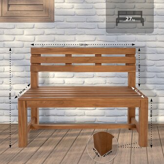 Teakbank Iegesti 120 cm, 