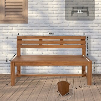 Teakbank Iegesti 150 cm, 