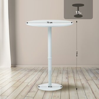 Statafel Horeferd rond 75 cm, Wit