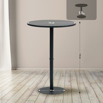 Statafel Horeferd rond 75 cm, Zwart