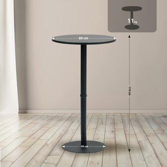 Statafel Horeferd rond 60 cm, Zwart