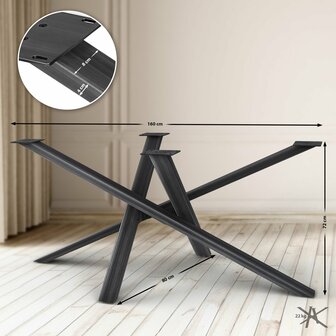 Tafelpoten Fenniy 160x80x72, Zwart