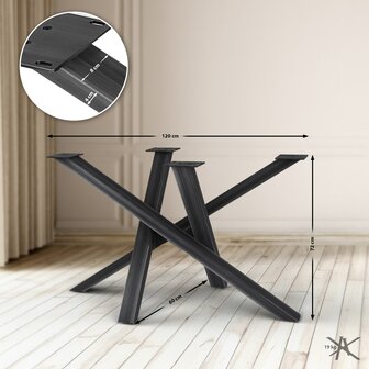 Tafelpoten Fenniy 120x60x72, Zwart