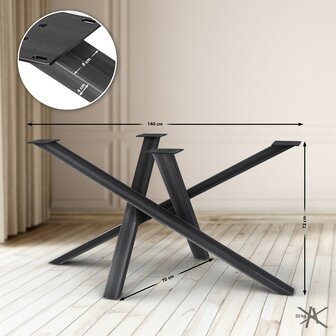 Tafelpoten Fenniy 140x70x72, Zwart