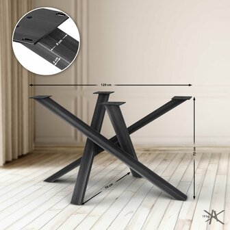 Tafelpoten Fenniy 120x70x72, Zwart