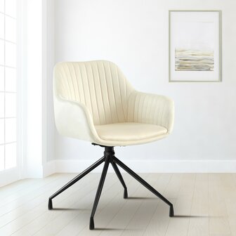Eetkamerstoel Wilba Fluweel, Creme