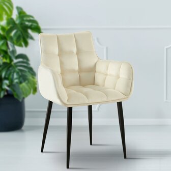 Stoel Tarani Fluweel, Creme