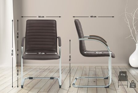 Set van 2 bezoekersstoelen Tari kunstleer, Bruin