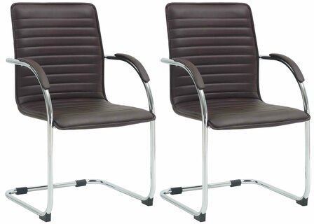 Set van 2 bezoekersstoelen Tari kunstleer, Bruin