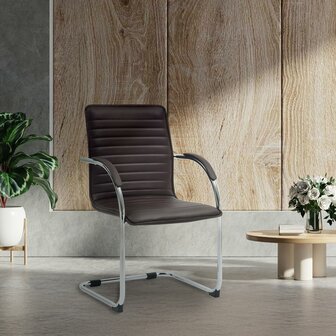 Set van 2 bezoekersstoelen Tari kunstleer, Bruin