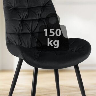 Eetkamerstoel Rissfird Fluweel, Zwart