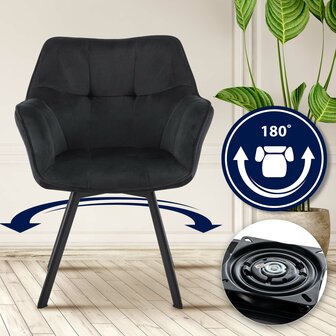 Eetkamerstoel Jirdo Fluweel, Zwart