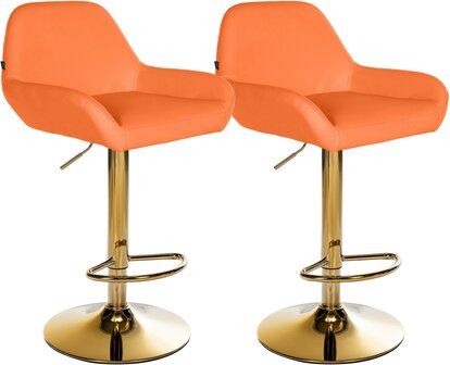 2-delige set barkrukken Braga Goud Kunstleer, Oranje