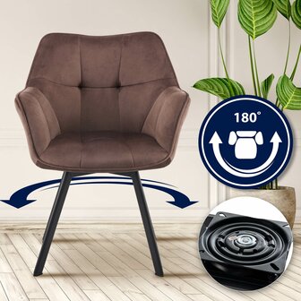 Eetkamerstoel Jirdo Fluweel, Bruin