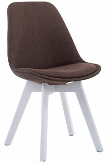 4-delige set bezoekersstoelen Birnii V2 Wit Stof, Bruin