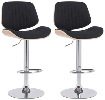 2-delige set barkruk Clowsan stof chroom, Zwart