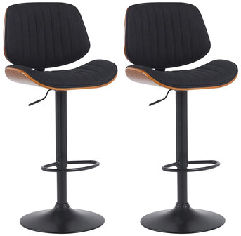 2-delige set barkruk Clowsan stof zwart, Zwart