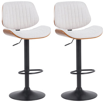 2-delige set barkruk Clowsan stof zwart, Creme