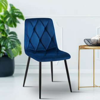 2-delige set eetkamerstoel Cloirtan fluweel, Blauw