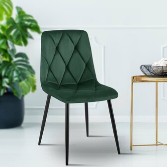 2-delige set eetkamerstoel Cloirtan fluweel, Groen