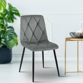 2-delige set eetkamerstoel Cloirtan fluweel, Grijs