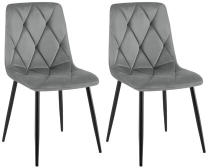 2-delige set eetkamerstoel Cloirtan fluweel, Grijs
