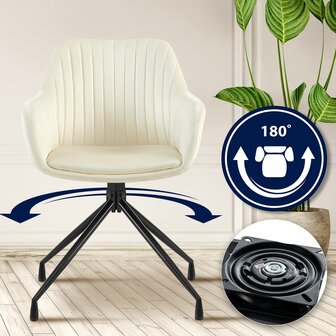 2-delige set eetkamerstoel Wilba fluweel, Creme